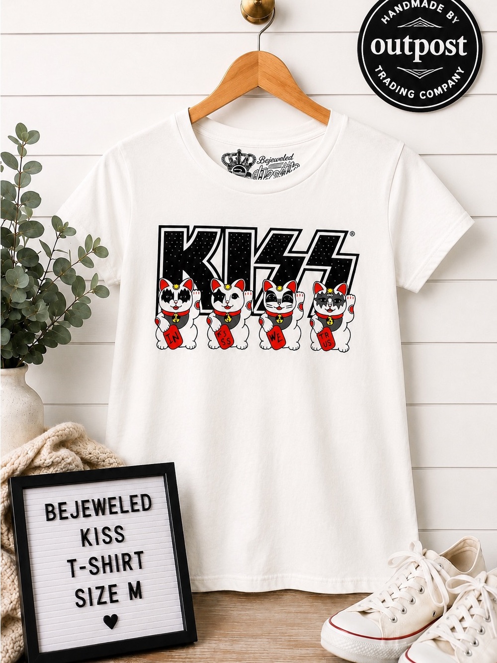 🎸 Bejeweled KISS “In KISS We Trust” Graphic T-Shirt 🎸 Medium - Picture 1 of 7